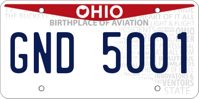 OH license plate GND5001