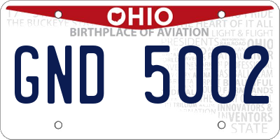 OH license plate GND5002
