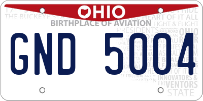 OH license plate GND5004