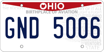 OH license plate GND5006