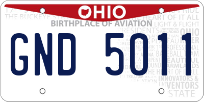 OH license plate GND5011
