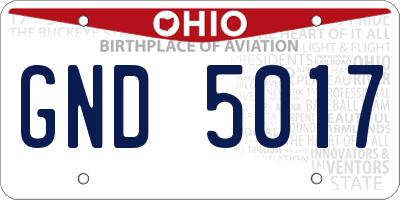 OH license plate GND5017