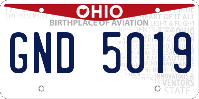 OH license plate GND5019