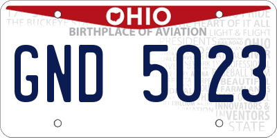 OH license plate GND5023