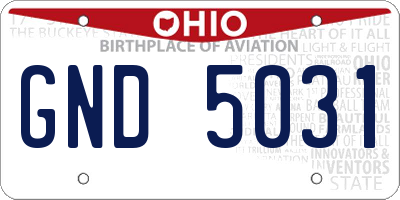 OH license plate GND5031