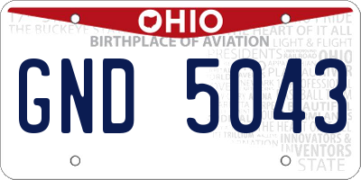 OH license plate GND5043