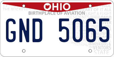OH license plate GND5065