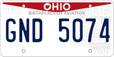 OH license plate GND5074