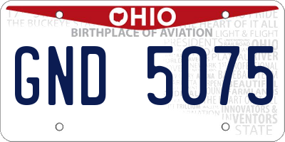 OH license plate GND5075