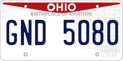 OH license plate GND5080