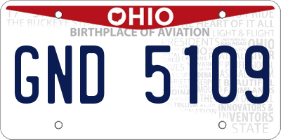 OH license plate GND5109