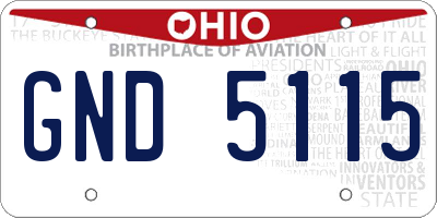OH license plate GND5115