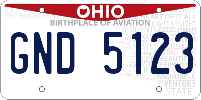 OH license plate GND5123