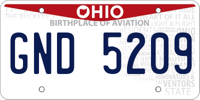 OH license plate GND5209