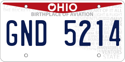 OH license plate GND5214