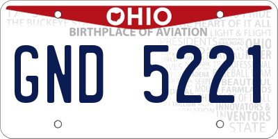 OH license plate GND5221