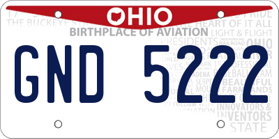 OH license plate GND5222