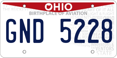 OH license plate GND5228