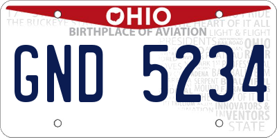 OH license plate GND5234