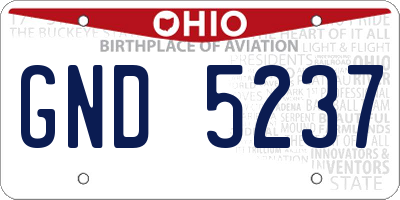OH license plate GND5237
