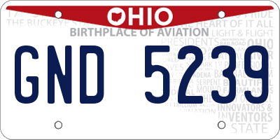 OH license plate GND5239
