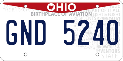 OH license plate GND5240