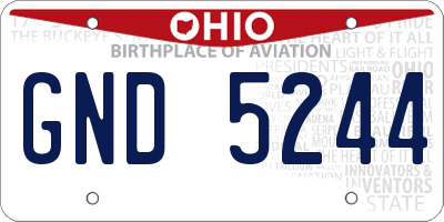 OH license plate GND5244