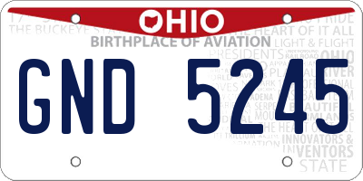 OH license plate GND5245