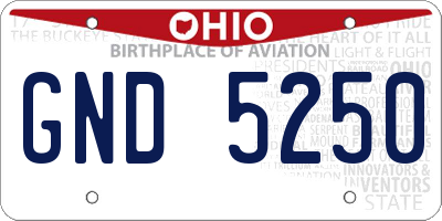 OH license plate GND5250