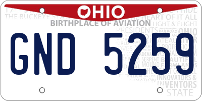 OH license plate GND5259