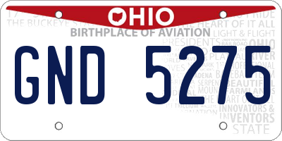 OH license plate GND5275