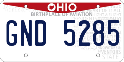 OH license plate GND5285