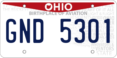 OH license plate GND5301