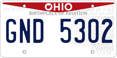 OH license plate GND5302