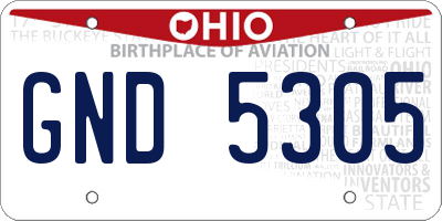 OH license plate GND5305