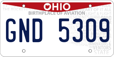 OH license plate GND5309