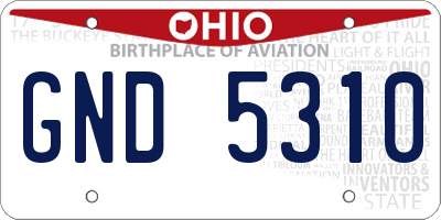 OH license plate GND5310
