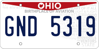 OH license plate GND5319