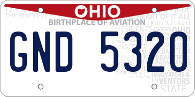 OH license plate GND5320