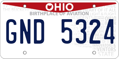 OH license plate GND5324