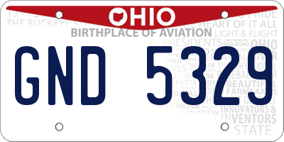 OH license plate GND5329