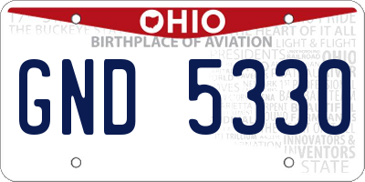 OH license plate GND5330