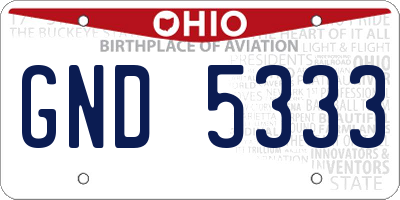 OH license plate GND5333