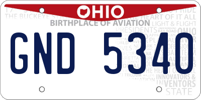OH license plate GND5340