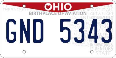 OH license plate GND5343