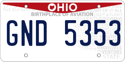 OH license plate GND5353
