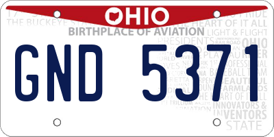 OH license plate GND5371