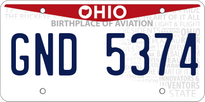 OH license plate GND5374