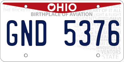 OH license plate GND5376