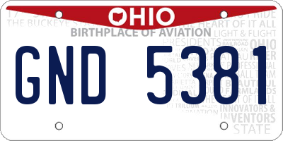 OH license plate GND5381